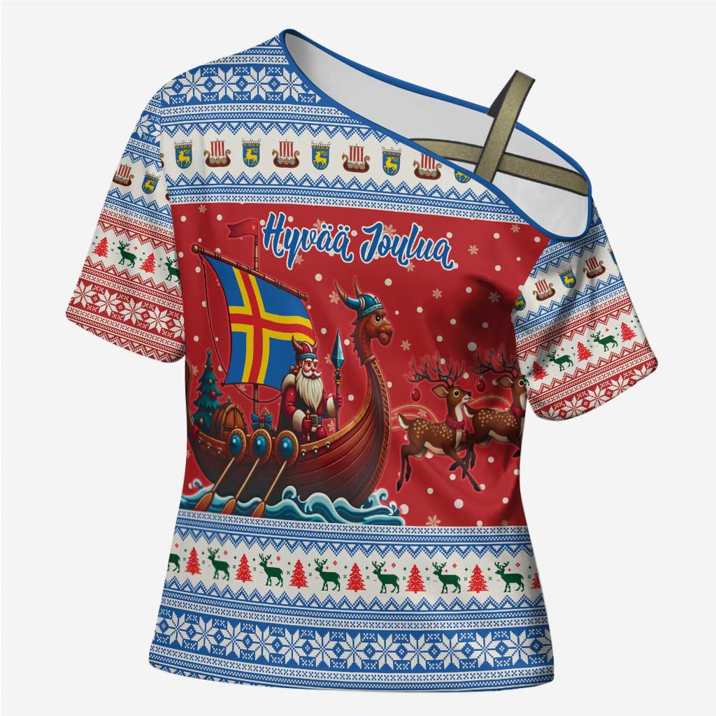 Aland Viking Santa Christmas Cross Shoulder Shirt Funny Reindeer Norse Xmas - Wonder Print Shop