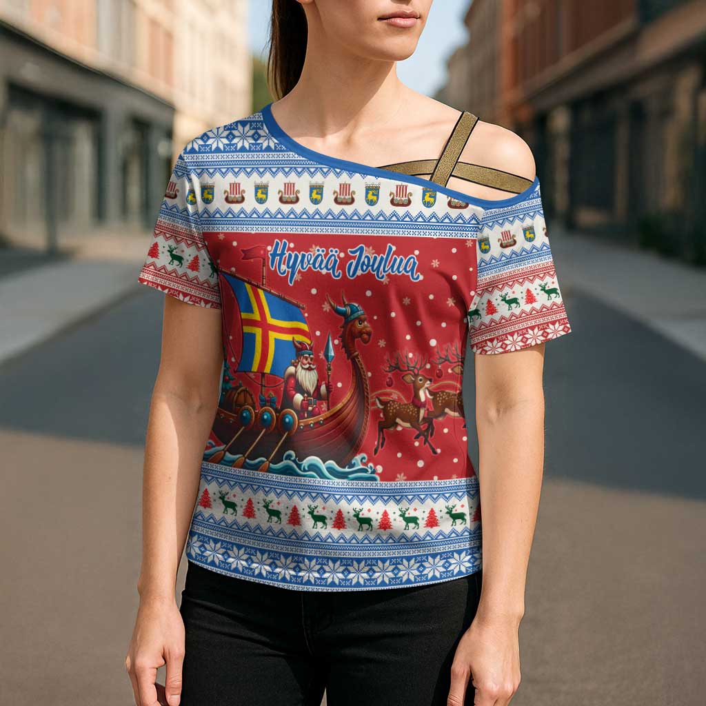Aland Viking Santa Christmas Cross Shoulder Shirt Funny Reindeer Norse Xmas - Wonder Print Shop