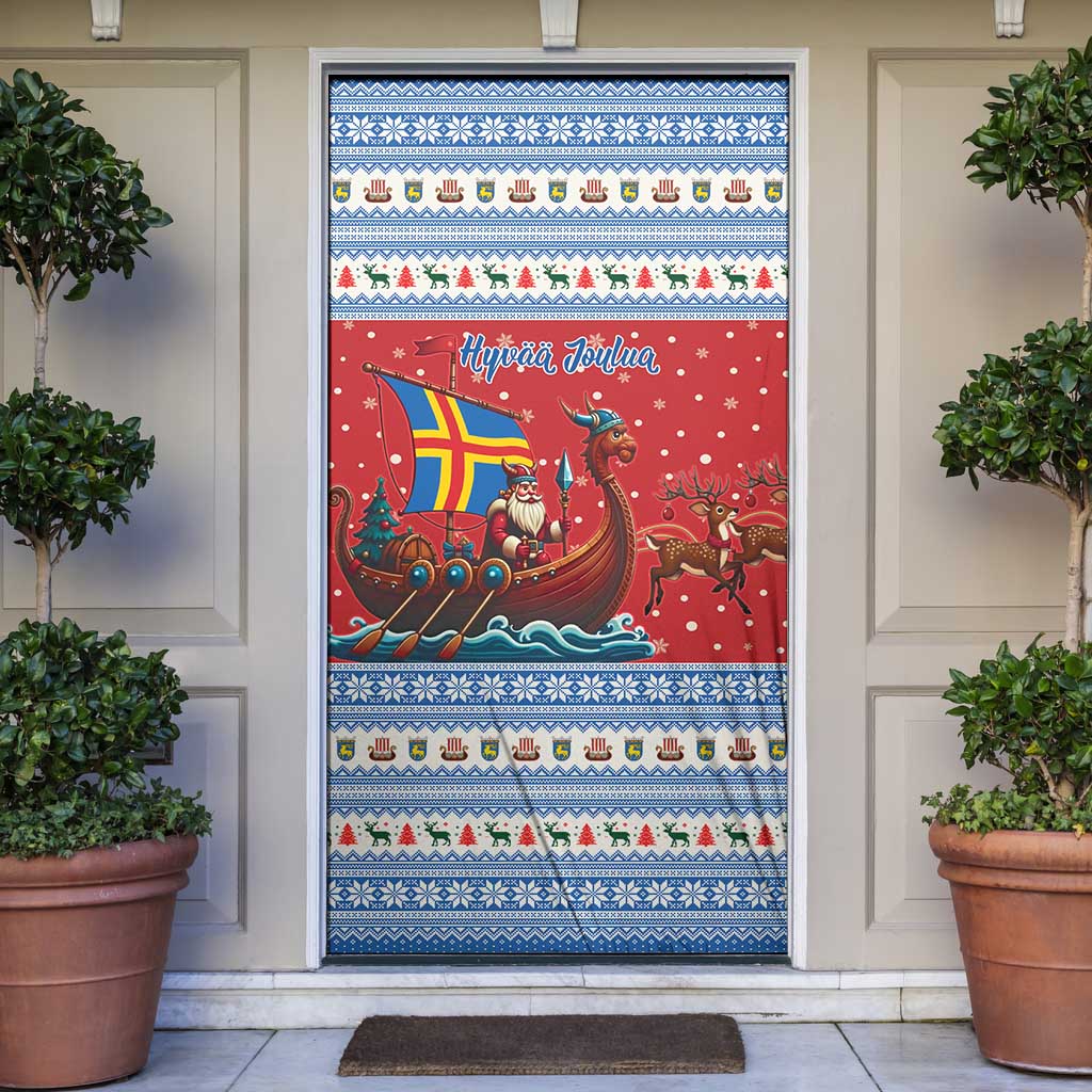 Aland Viking Santa Christmas Door Cover Funny Reindeer Norse Xmas - Wonder Print Shop