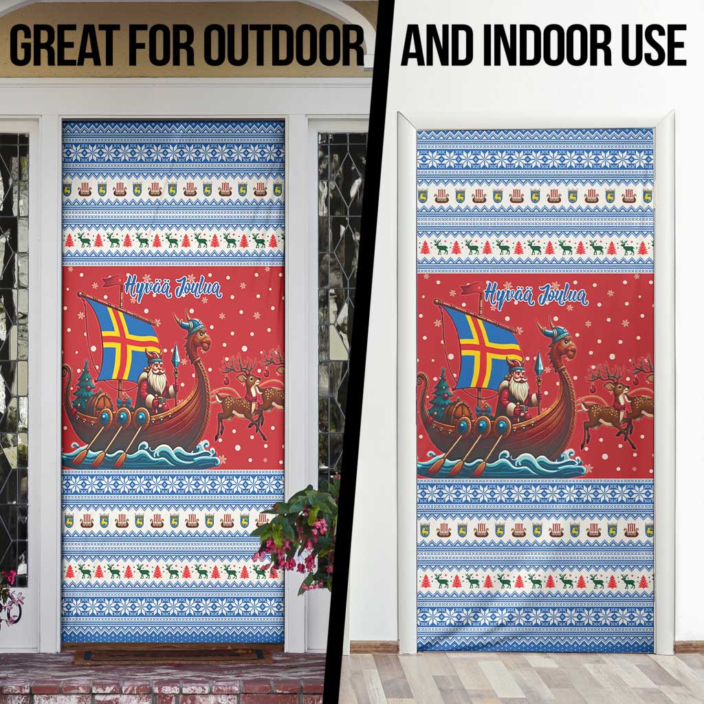 Aland Viking Santa Christmas Door Cover Funny Reindeer Norse Xmas - Wonder Print Shop