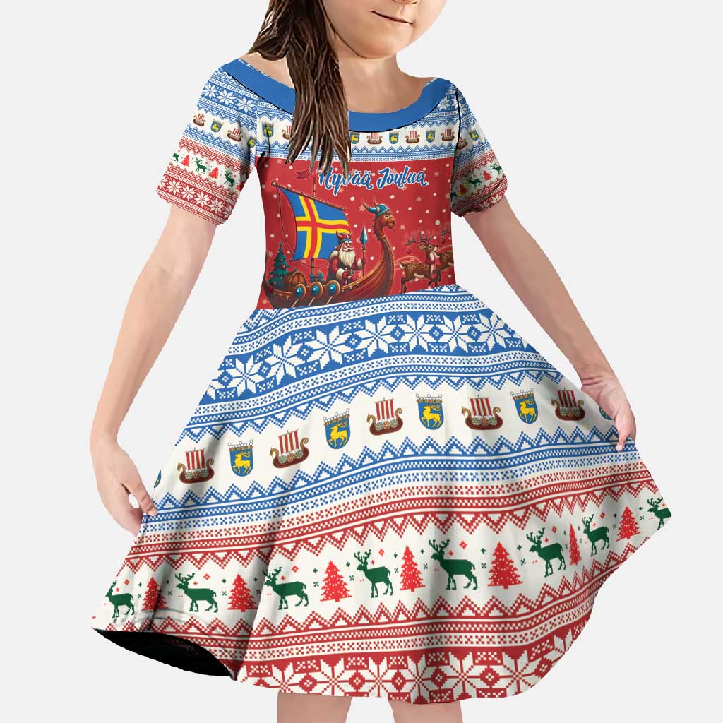 Aland Viking Santa Christmas Family Matching Off Shoulder Maxi Dress and Hawaiian Shirt Funny Reindeer Norse Xmas - Wonder Print Shop