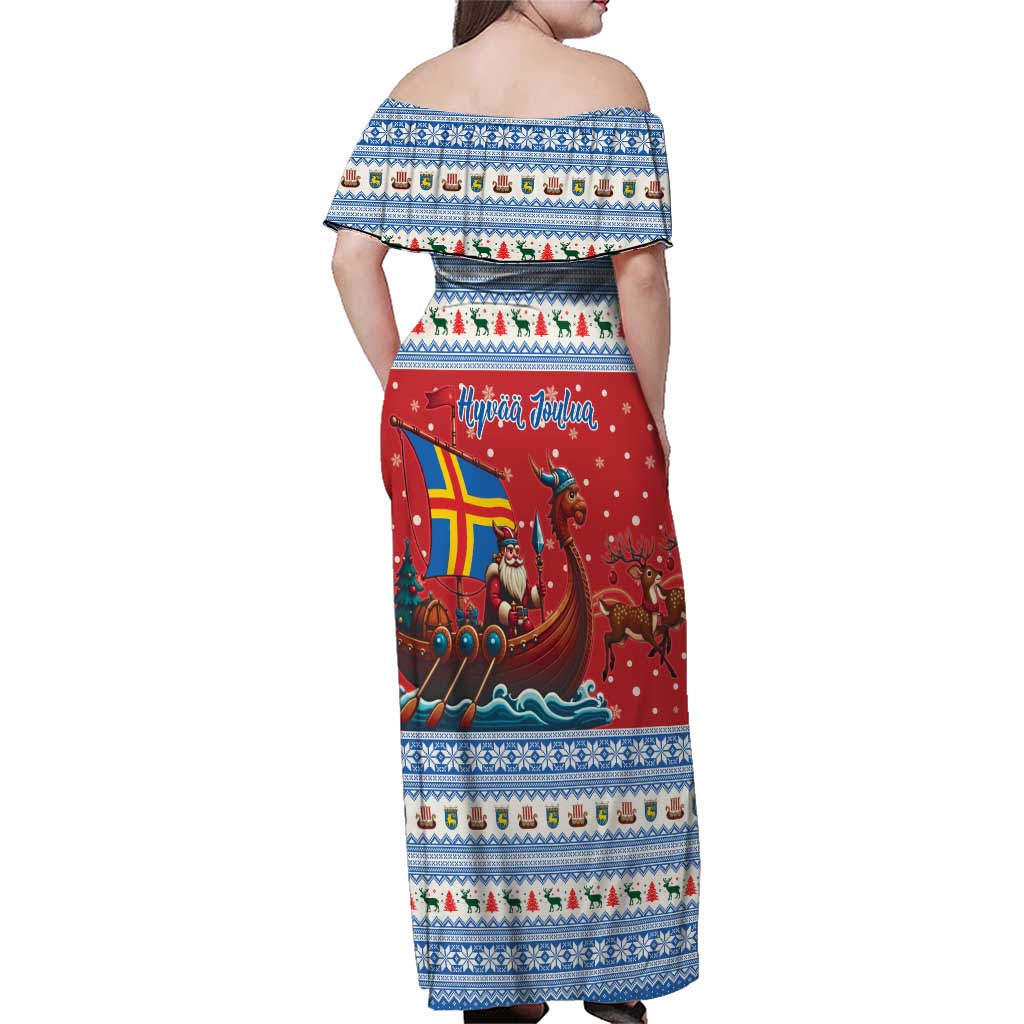 Aland Viking Santa Christmas Family Matching Off Shoulder Maxi Dress and Hawaiian Shirt Funny Reindeer Norse Xmas - Wonder Print Shop