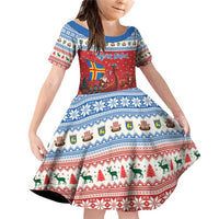 Aland Viking Santa Christmas Family Matching Off Shoulder Short Dress and Hawaiian Shirt Funny Reindeer Norse Xmas - Wonder Print Shop