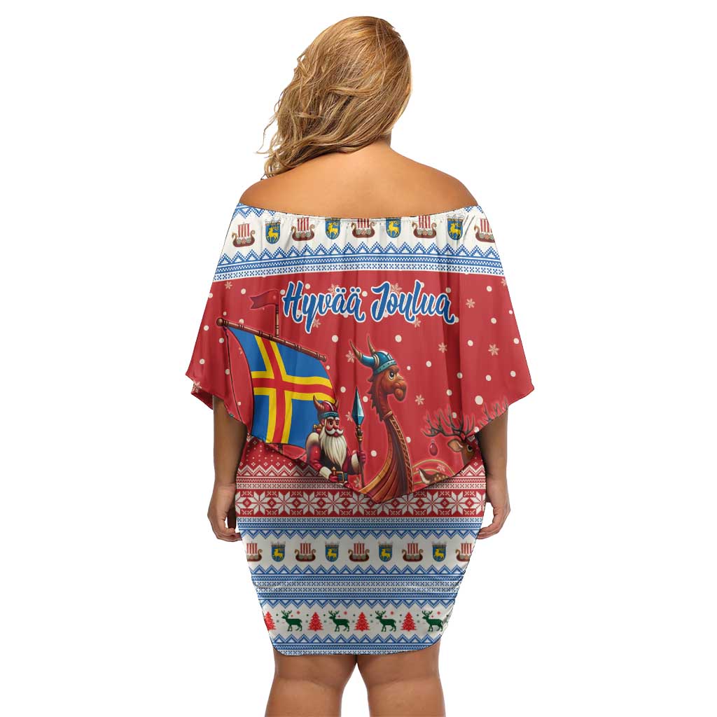 Aland Viking Santa Christmas Family Matching Off Shoulder Short Dress and Hawaiian Shirt Funny Reindeer Norse Xmas - Wonder Print Shop
