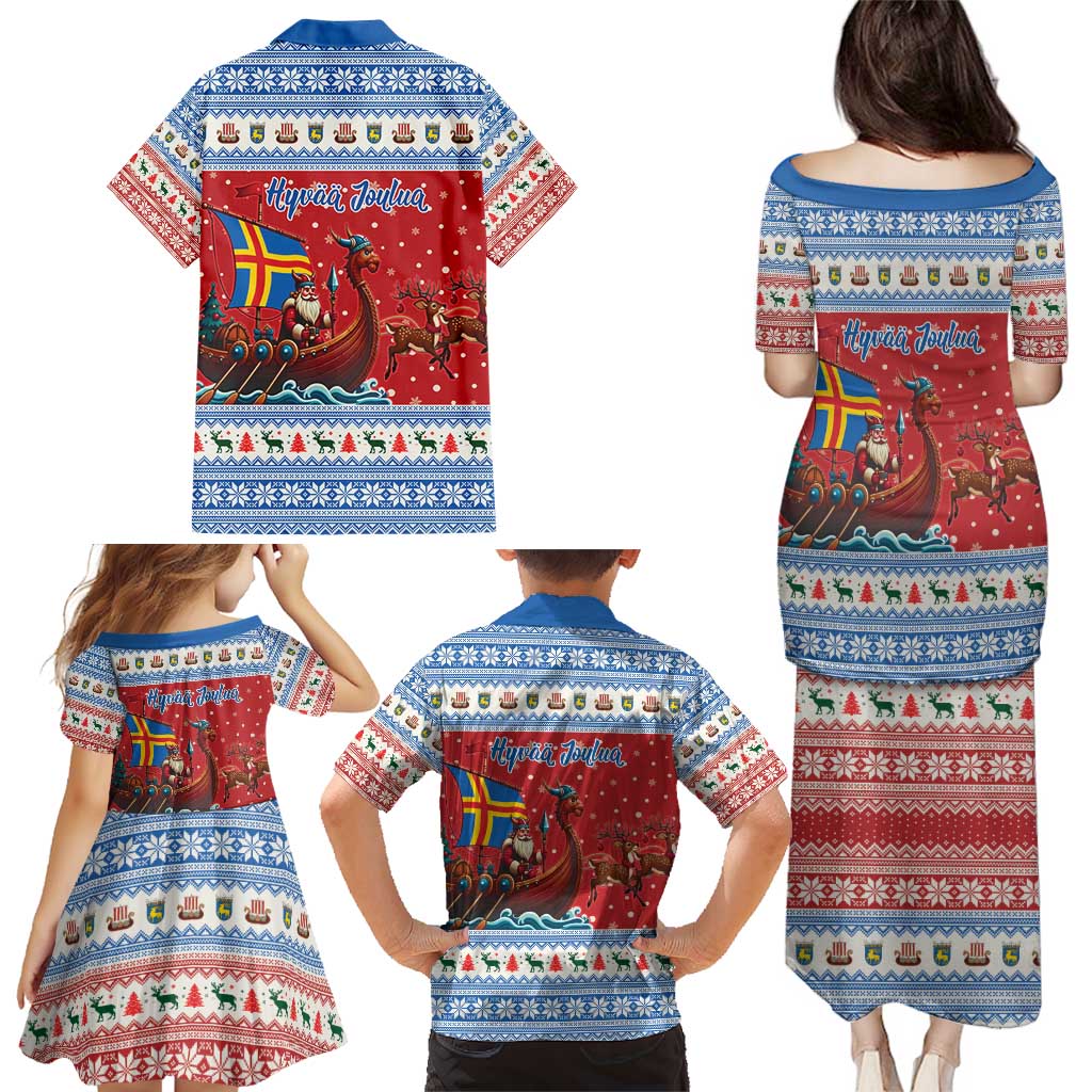 Aland Viking Santa Christmas Family Matching Puletasi and Hawaiian Shirt Funny Reindeer Norse Xmas - Wonder Print Shop