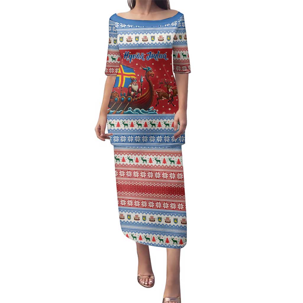 Aland Viking Santa Christmas Family Matching Puletasi and Hawaiian Shirt Funny Reindeer Norse Xmas - Wonder Print Shop