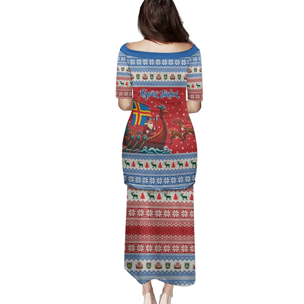 Aland Viking Santa Christmas Family Matching Puletasi and Hawaiian Shirt Funny Reindeer Norse Xmas - Wonder Print Shop