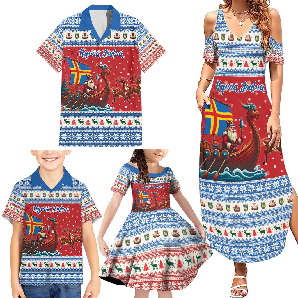 Aland Viking Santa Christmas Family Matching Summer Maxi Dress and Hawaiian Shirt Funny Reindeer Norse Xmas - Wonder Print Shop