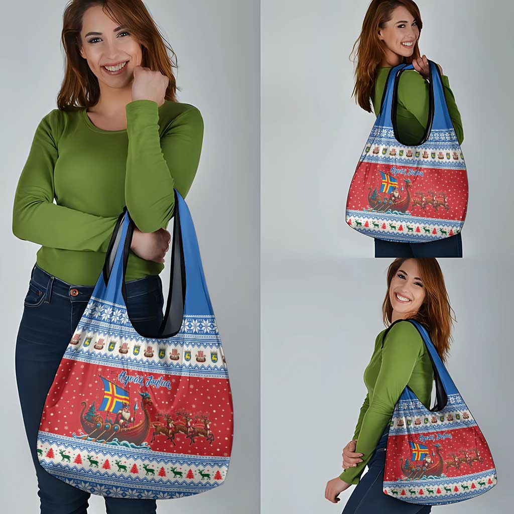 Aland Viking Santa Christmas Grocery Bag Funny Reindeer Norse Xmas - Wonder Print Shop
