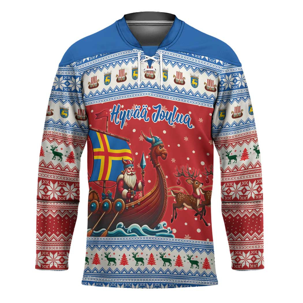 Aland Viking Santa Christmas Hockey Jersey Funny Reindeer Norse Xmas - Wonder Print Shop