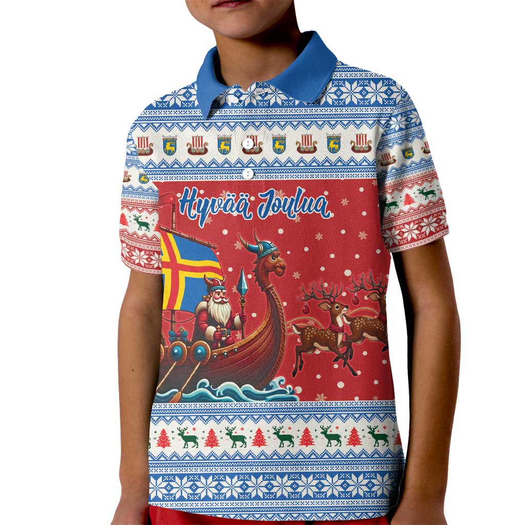 Aland Viking Santa Christmas Kid Polo Shirt Funny Reindeer Norse Xmas - Wonder Print Shop