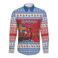 Aland Viking Santa Christmas Long Sleeve Button Shirt Funny Reindeer Norse Xmas - Wonder Print Shop