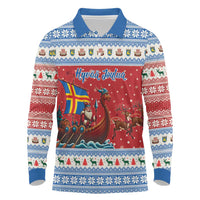 Aland Viking Santa Christmas Long Sleeve Polo Shirt Funny Reindeer Norse Xmas - Wonder Print Shop