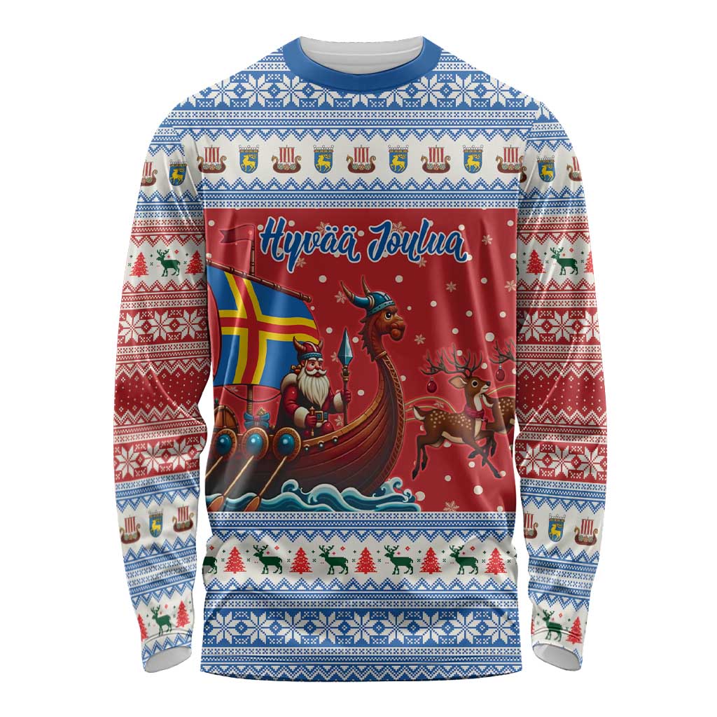 Aland Viking Santa Christmas Long Sleeve Shirt Funny Reindeer Norse Xmas - Wonder Print Shop