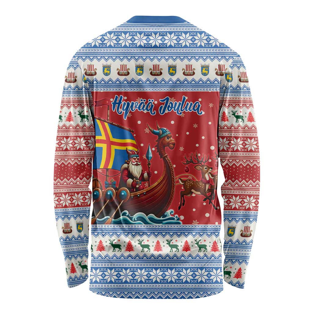 Aland Viking Santa Christmas Long Sleeve Shirt Funny Reindeer Norse Xmas - Wonder Print Shop