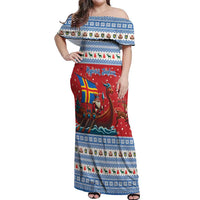 Aland Viking Santa Christmas Off Shoulder Maxi Dress Funny Reindeer Norse Xmas - Wonder Print Shop