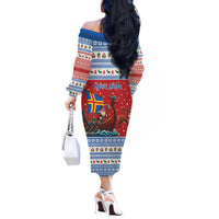 Aland Viking Santa Christmas Off The Shoulder Long Sleeve Dress Funny Reindeer Norse Xmas - Wonder Print Shop