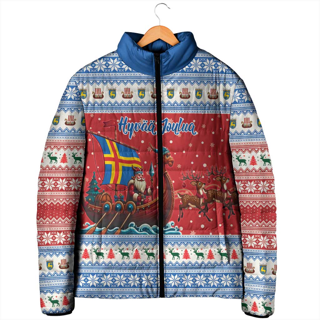 Aland Viking Santa Christmas Padded Jacket Funny Reindeer Norse Xmas - Wonder Print Shop
