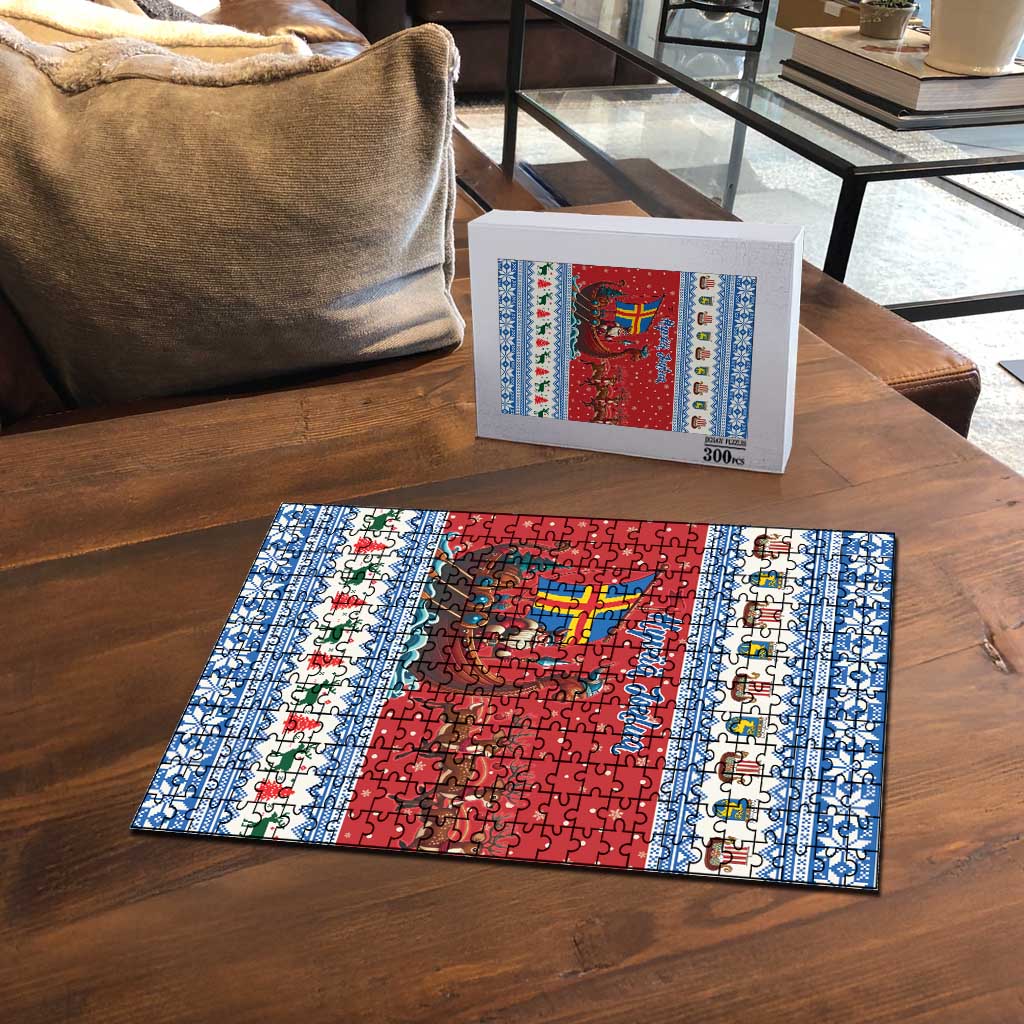 Aland Viking Santa Christmas Puzzle Funny Reindeer Norse Xmas - Wonder Print Shop