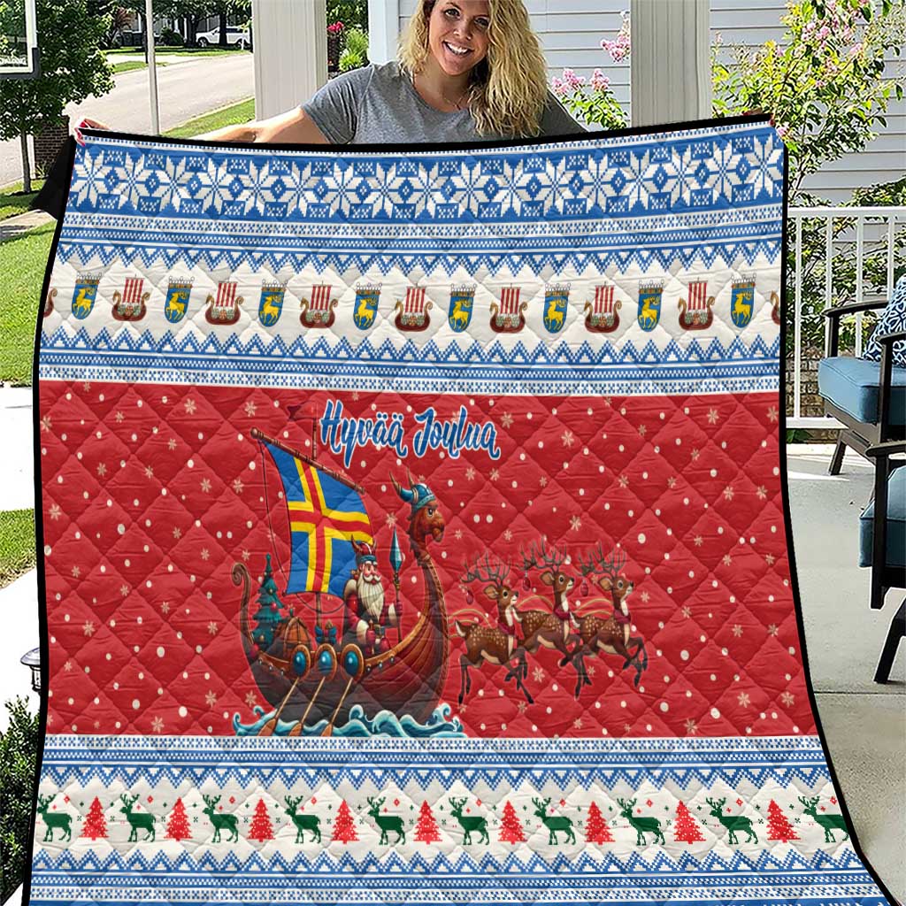 Aland Viking Santa Christmas Quilt Funny Reindeer Norse Xmas - Wonder Print Shop