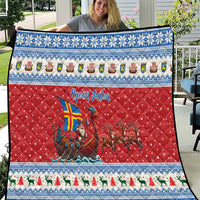 Aland Viking Santa Christmas Quilt Funny Reindeer Norse Xmas - Wonder Print Shop