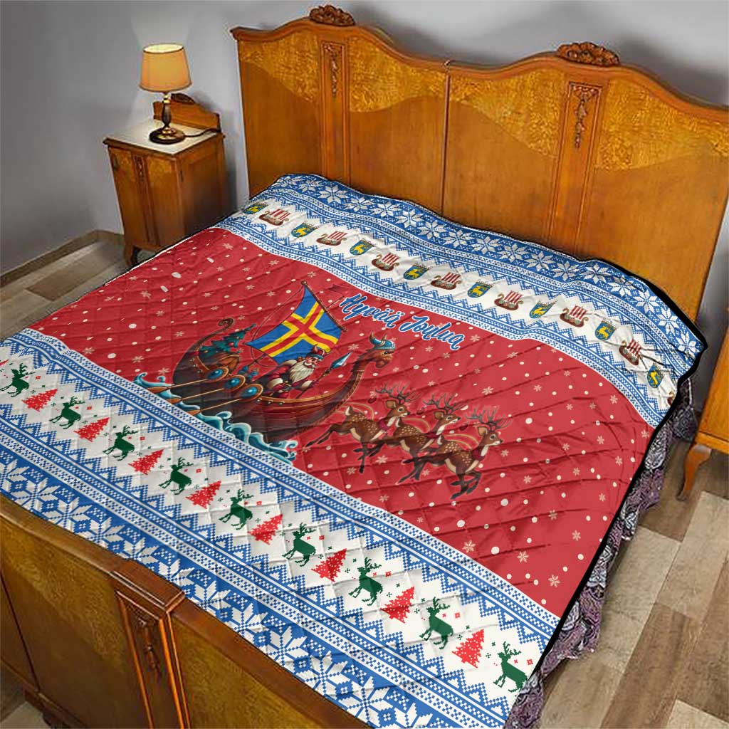 Aland Viking Santa Christmas Quilt Funny Reindeer Norse Xmas - Wonder Print Shop