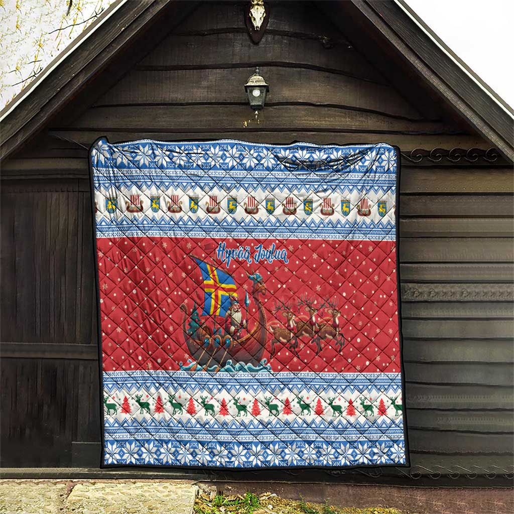 Aland Viking Santa Christmas Quilt Funny Reindeer Norse Xmas - Wonder Print Shop