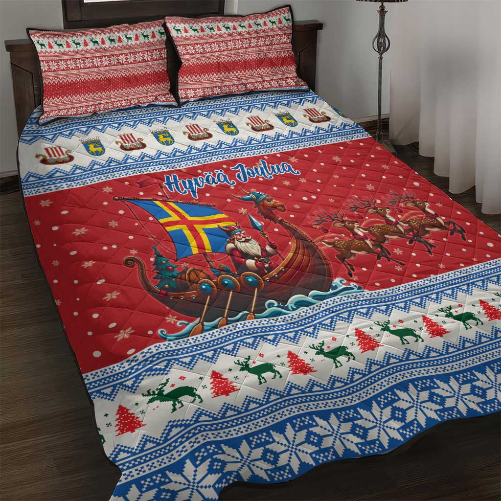 Aland Viking Santa Christmas Quilt Bed Set Funny Reindeer Norse Xmas - Wonder Print Shop