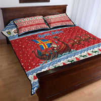 Aland Viking Santa Christmas Quilt Bed Set Funny Reindeer Norse Xmas - Wonder Print Shop