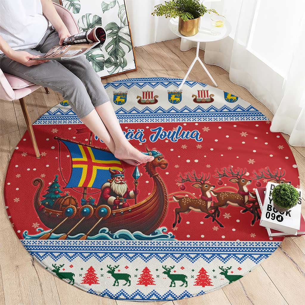 Aland Viking Santa Christmas Round Carpet Funny Reindeer Norse Xmas - Wonder Print Shop