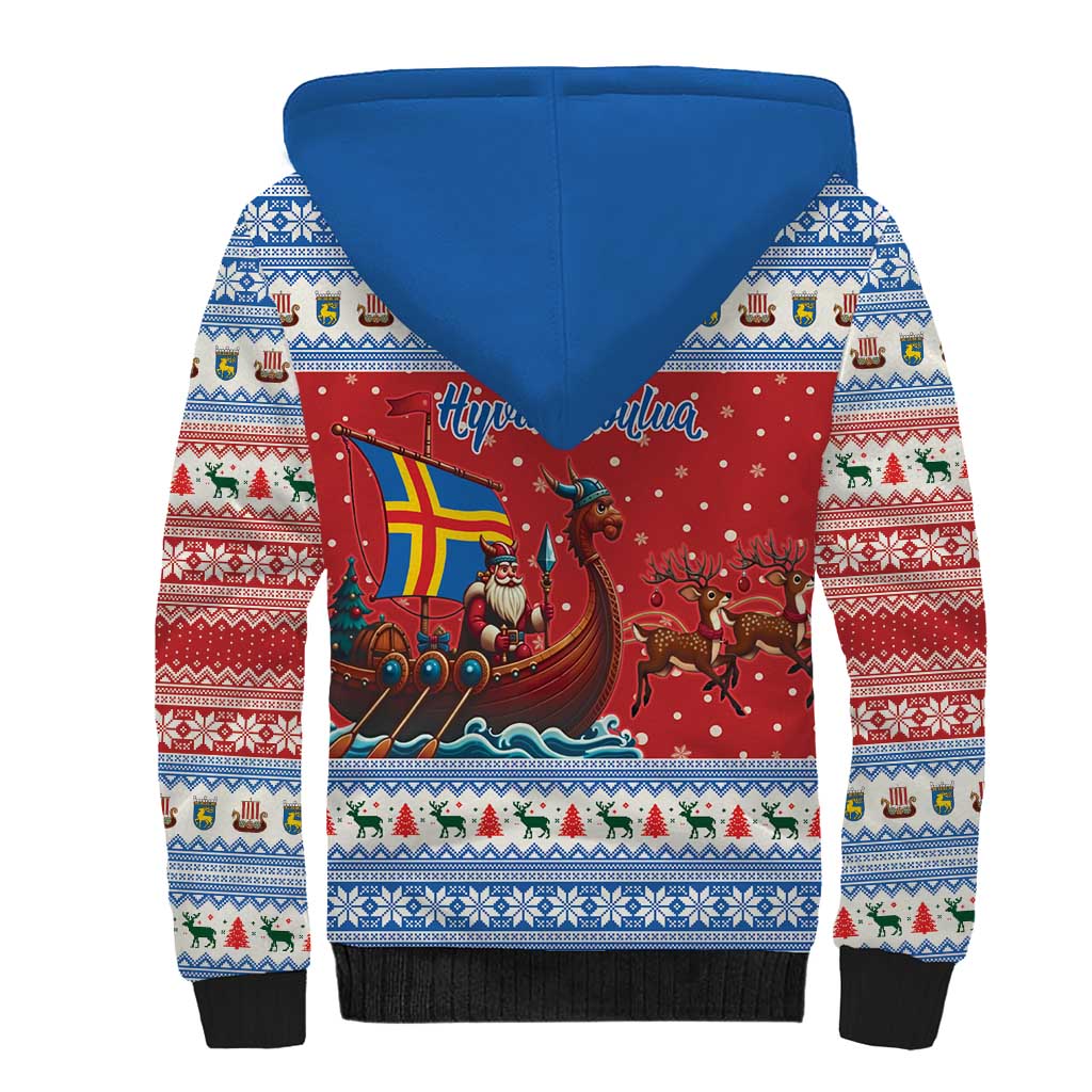 Aland Viking Santa Christmas Sherpa Hoodie Funny Reindeer Norse Xmas - Wonder Print Shop