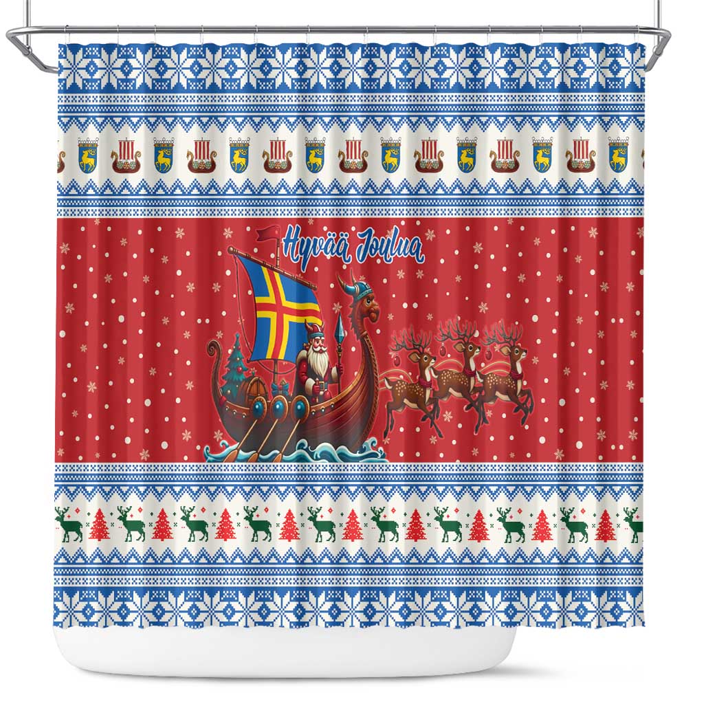 Aland Viking Santa Christmas Shower Curtain Funny Reindeer Norse Xmas - Wonder Print Shop