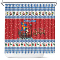 Aland Viking Santa Christmas Shower Curtain Funny Reindeer Norse Xmas - Wonder Print Shop