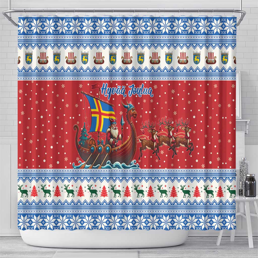 Aland Viking Santa Christmas Shower Curtain Funny Reindeer Norse Xmas - Wonder Print Shop