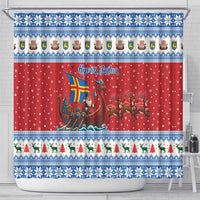 Aland Viking Santa Christmas Shower Curtain Funny Reindeer Norse Xmas - Wonder Print Shop