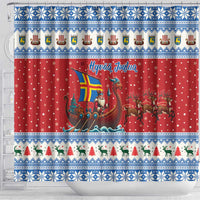Aland Viking Santa Christmas Shower Curtain Funny Reindeer Norse Xmas - Wonder Print Shop