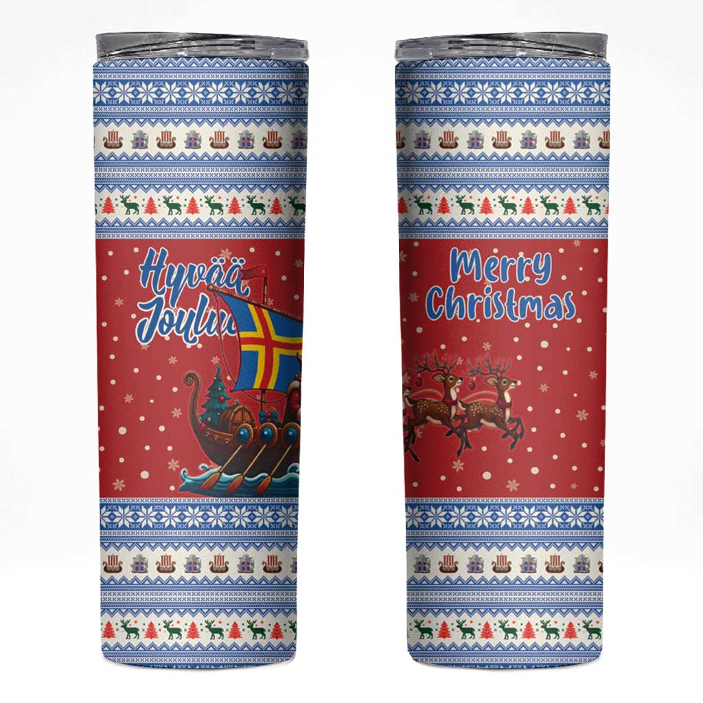 Aland Viking Santa Christmas Skinny Tumbler Funny Reindeer Norse Xmas - Wonder Print Shop