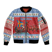 Aland Viking Santa Christmas Sleeve Zip Bomber Jacket Funny Reindeer Norse Xmas - Wonder Print Shop