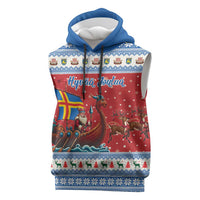Aland Viking Santa Christmas Sleeveless Hoodie Funny Reindeer Norse Xmas - Wonder Print Shop