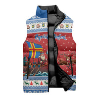 Aland Viking Santa Christmas Sleeveless Puffer Jacket Funny Reindeer Norse Xmas - Wonder Print Shop