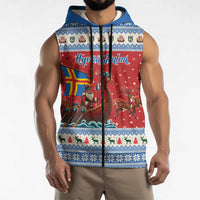 Aland Viking Santa Christmas Sleeveless Zip Hoodie Funny Reindeer Norse Xmas - Wonder Print Shop