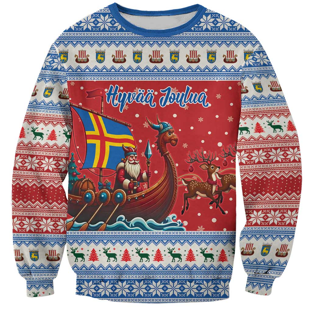 Aland Viking Santa Christmas Sweatshirt Funny Reindeer Norse Xmas - Wonder Print Shop