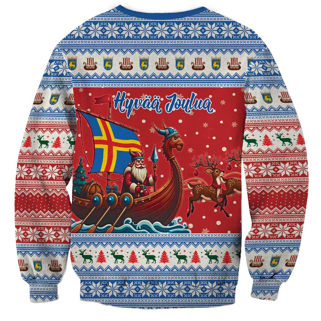 Aland Viking Santa Christmas Sweatshirt Funny Reindeer Norse Xmas - Wonder Print Shop