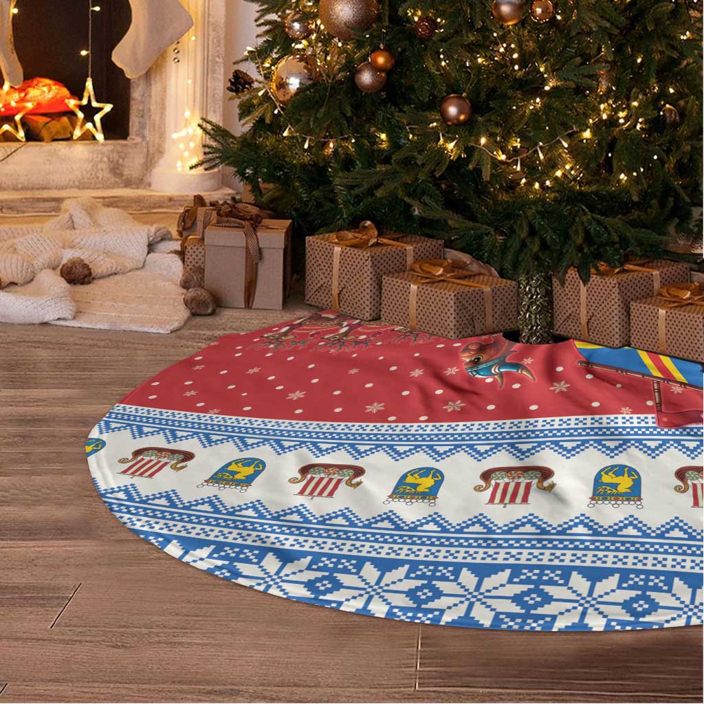 Aland Viking Santa Christmas Tree Skirt Funny Reindeer Norse Xmas - Wonder Print Shop