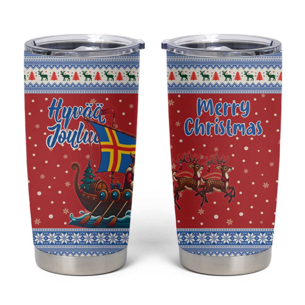 Aland Viking Santa Christmas Tumbler Cup Funny Reindeer Norse Xmas - Wonder Print Shop