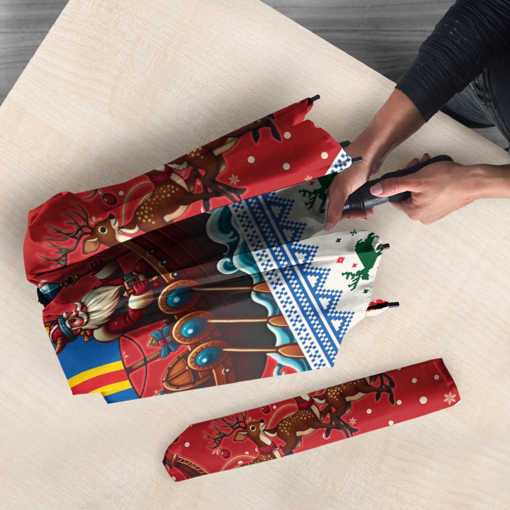 Aland Viking Santa Christmas Umbrella Funny Reindeer Norse Xmas - Wonder Print Shop