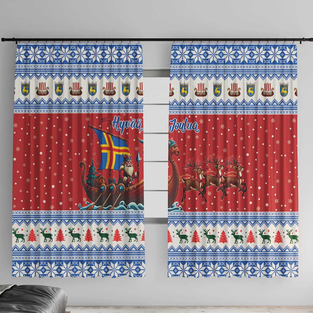 Aland Viking Santa Christmas Window Curtain Funny Reindeer Norse Xmas - Wonder Print Shop