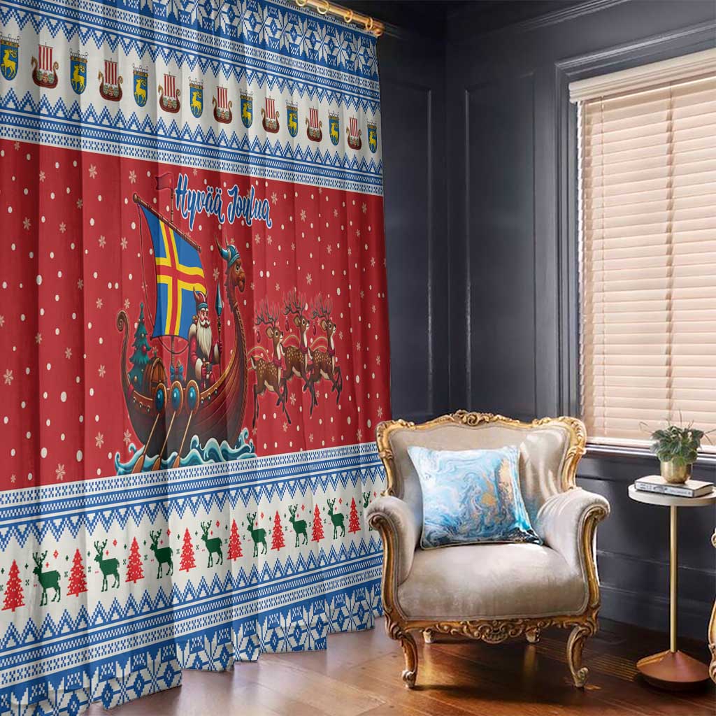 Aland Viking Santa Christmas Window Curtain Funny Reindeer Norse Xmas - Wonder Print Shop