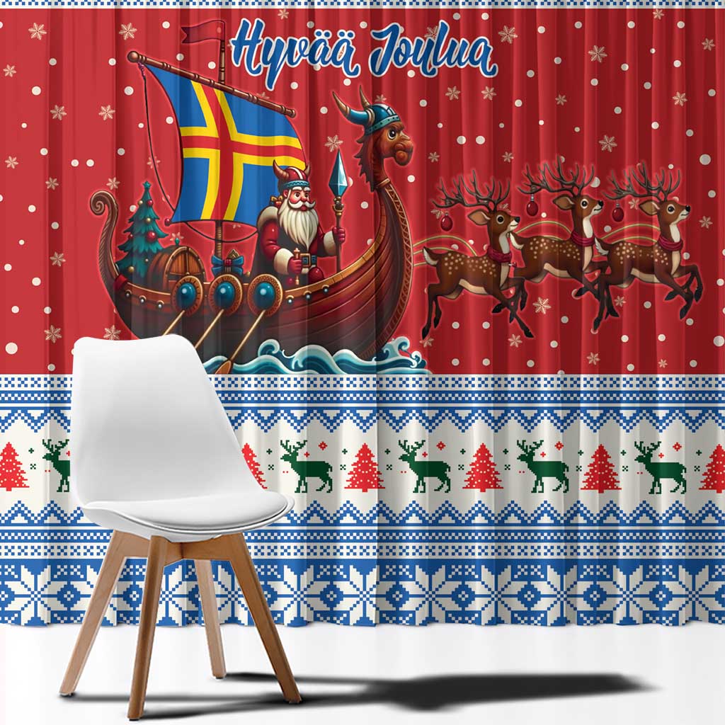 Aland Viking Santa Christmas Window Curtain Funny Reindeer Norse Xmas - Wonder Print Shop