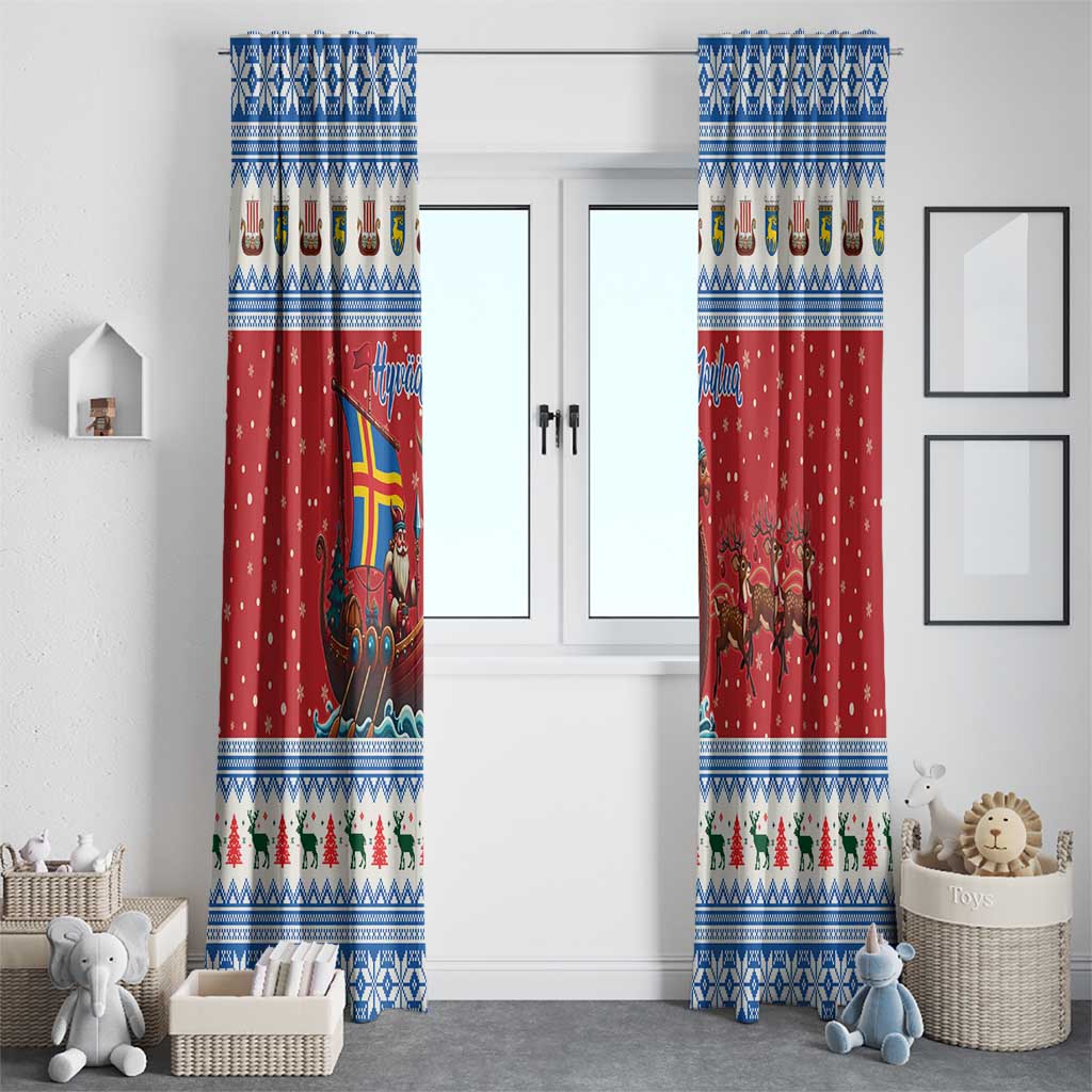 Aland Viking Santa Christmas Window Curtain Funny Reindeer Norse Xmas - Wonder Print Shop